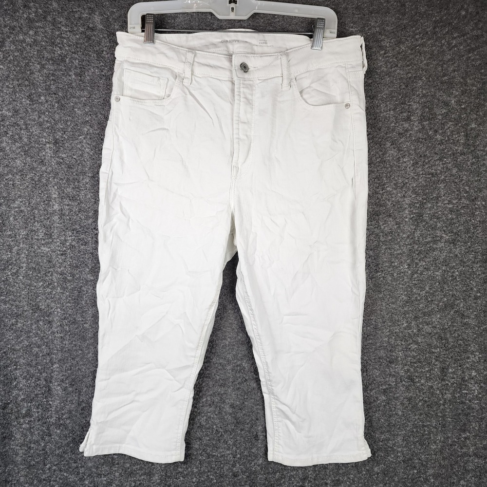 Old Navy Rockstar Capri Women 12 White High Rise Secret Smooth Pockets 756140-00